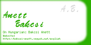 anett bakcsi business card